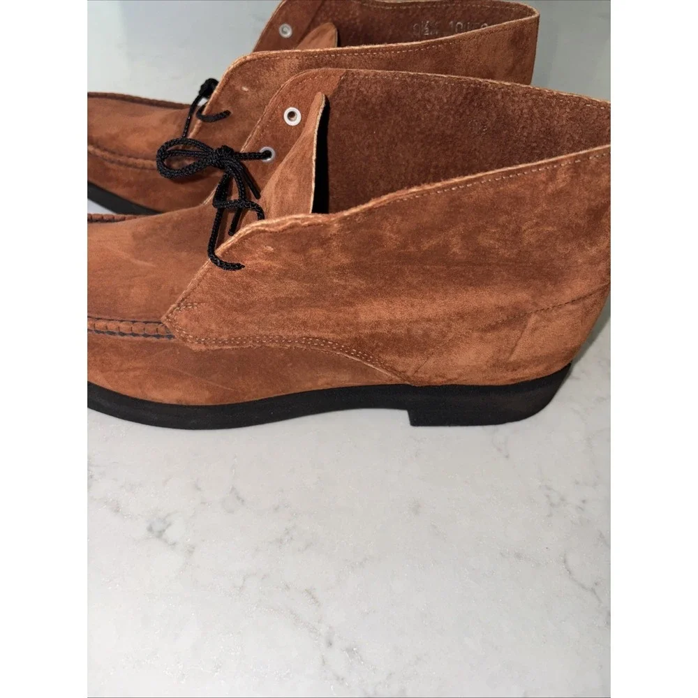 Vtg Hush Puppies Brushed Pigskin Brown Orange Boots Mens 9.5 M USA Steel Shank